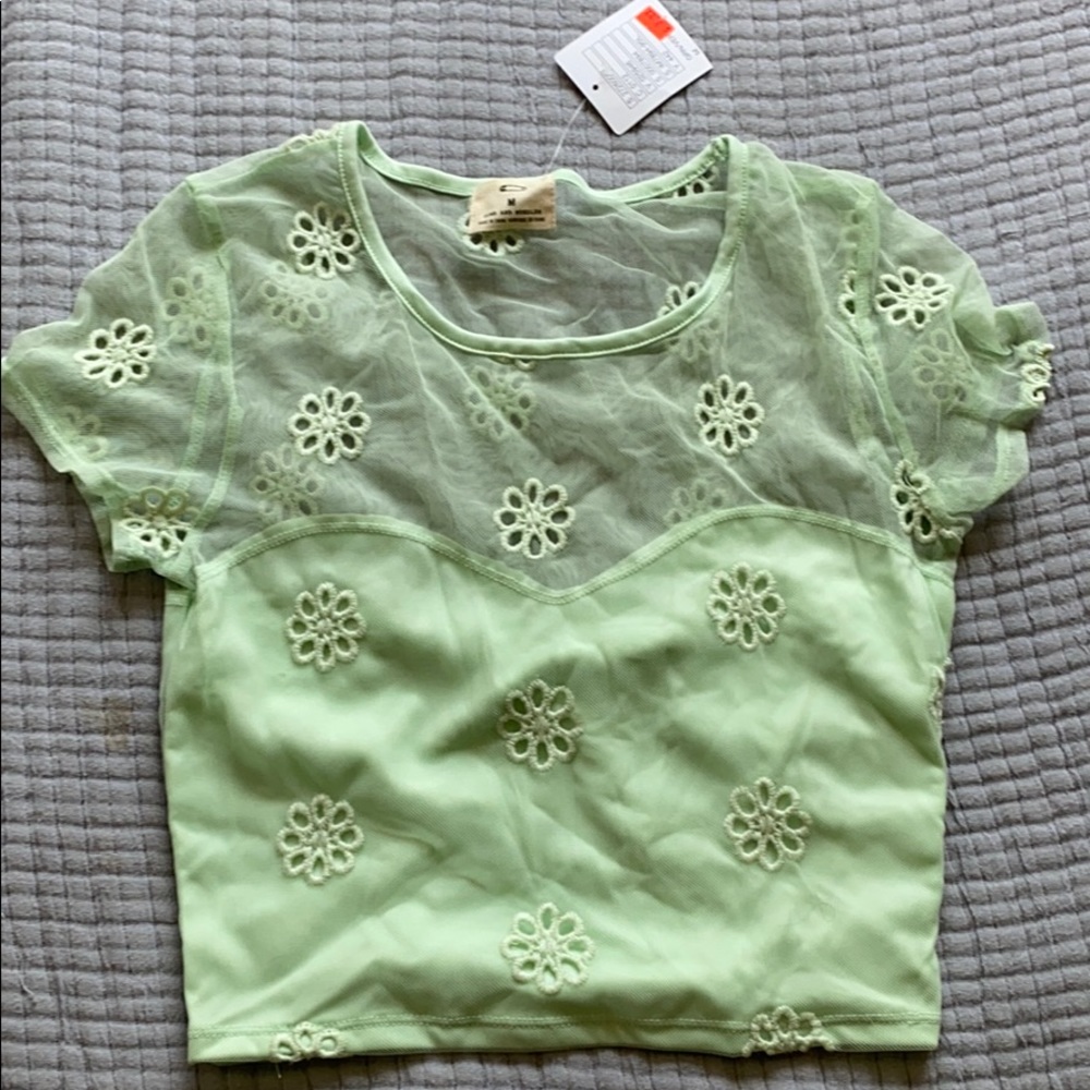 Pins and Needles Mint Cropped Top Size M